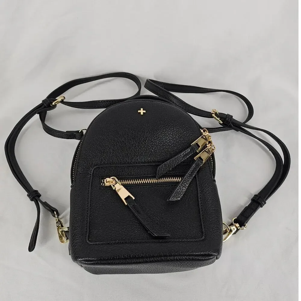 PETA & JAIN ZOE MINI BACKPACK – BLACK – VEGAN LEATHER – GOLD HARDWARE